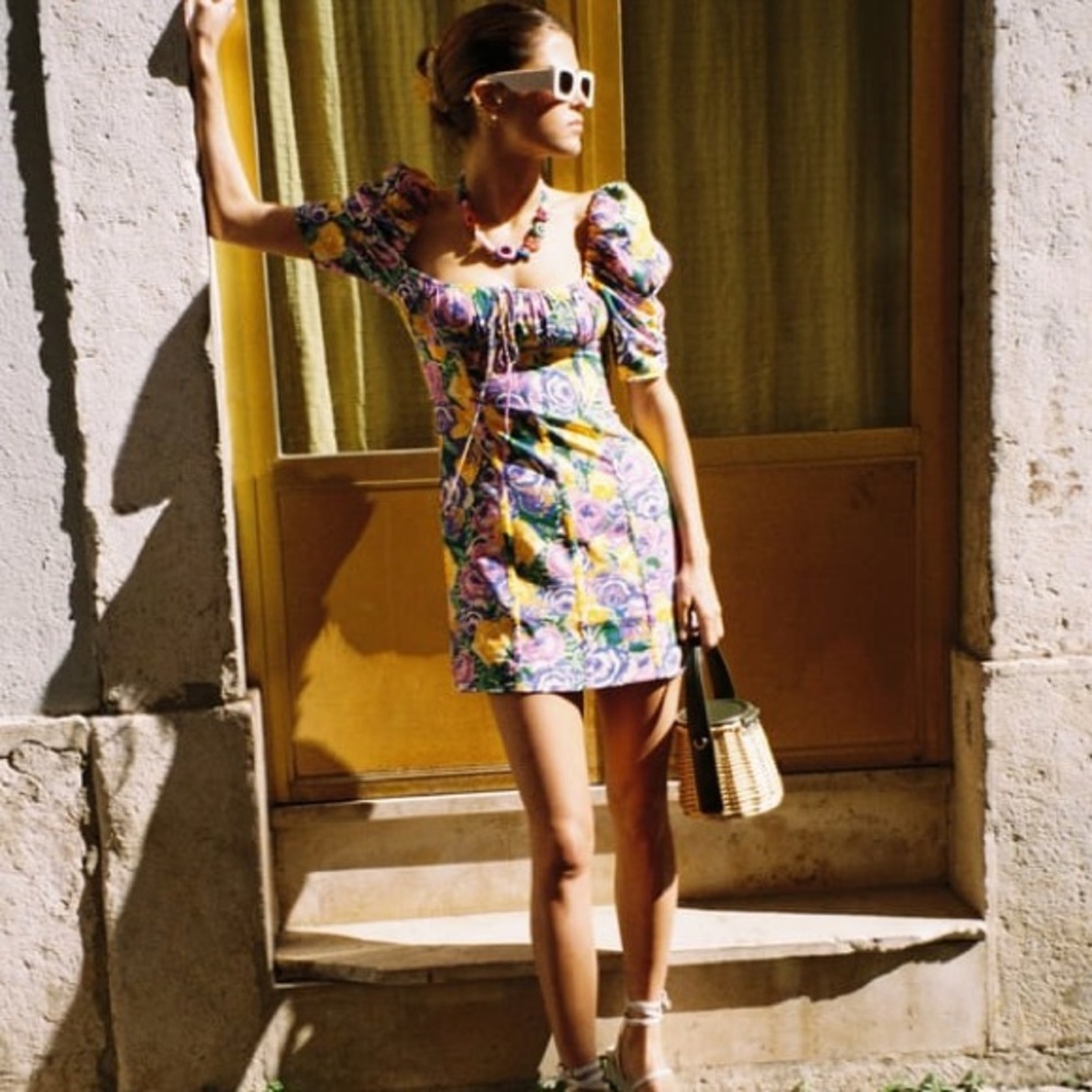 Zara (new with tag) M printed corset style dress!
